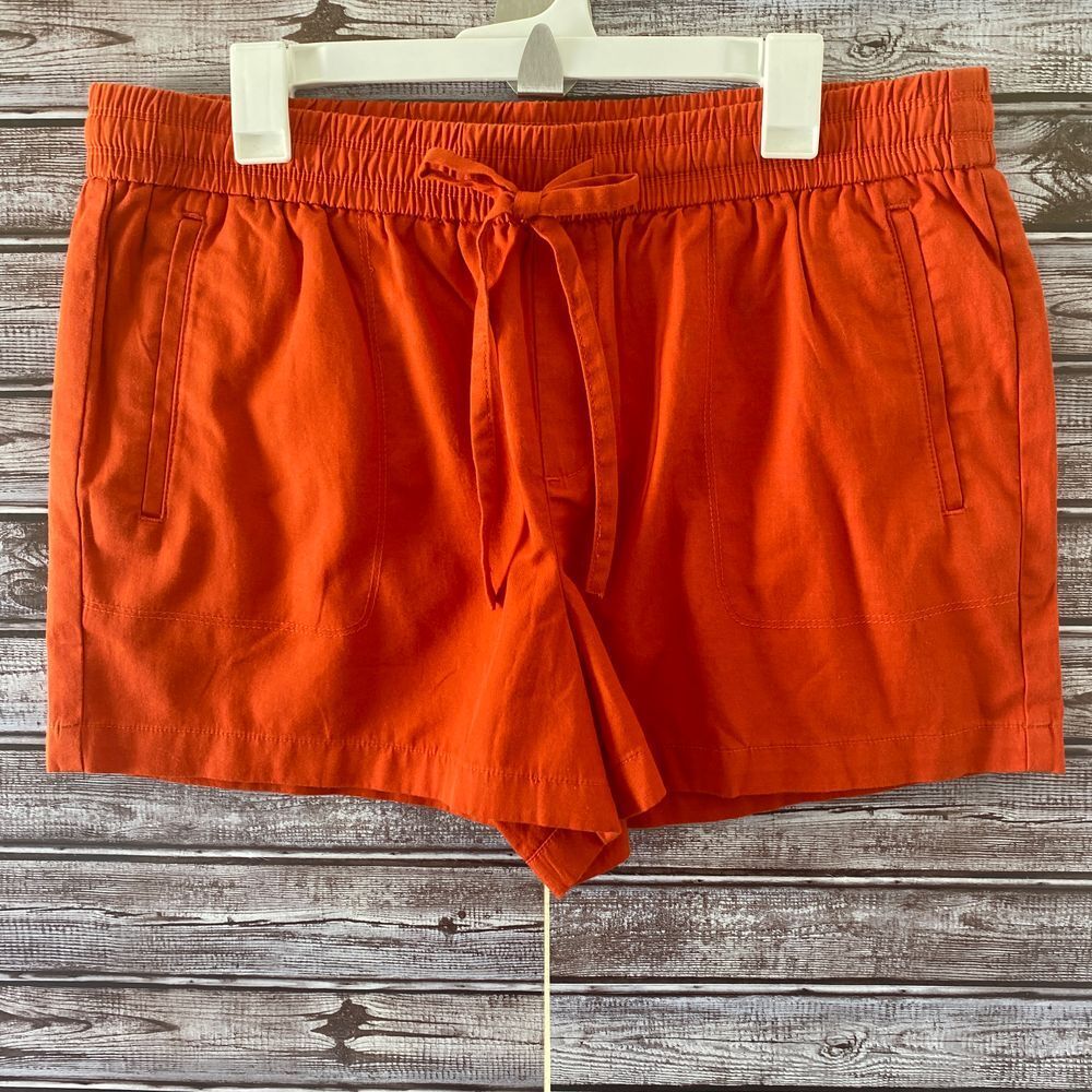 LOFT Outlet Women's Shorts Size L Dark Orange Pockets Stretch Waist NWT